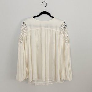 LOFT Women's Draped Lace Blouse